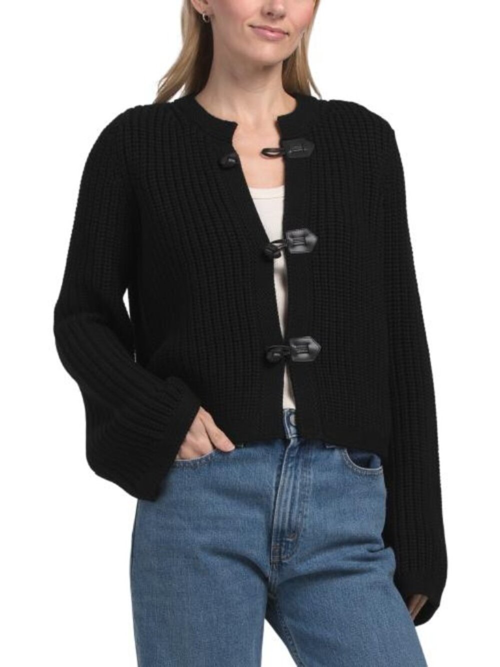 REBECCA TAYLOR Wool Novelty Toggle Cardigan - Picture 1 of 3